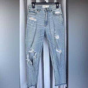 Abercrombie & Fitch Light Blue Distressed Boyfriend Jeans